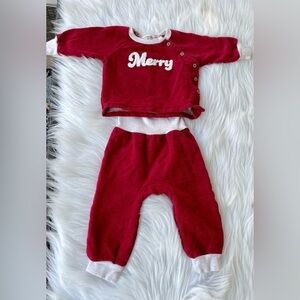Rabbit + Bear 2pc set - "Merry" - Holiday Outfit - 6 to 9 mos